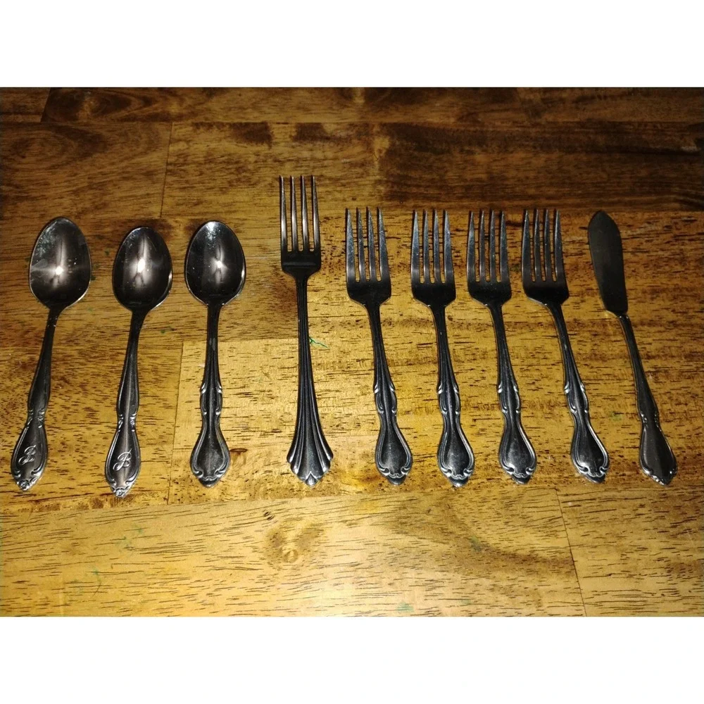 Leonard Oneida Random 9pc Stainless‎ Steel Silverware Set Heavy Duty Flatware